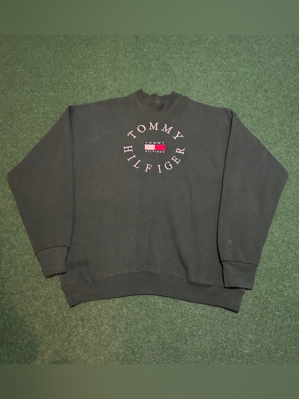Tommy Hilfiger Vintage Sweatshirt 90s Green Large Hip Hop Retro Crewneck